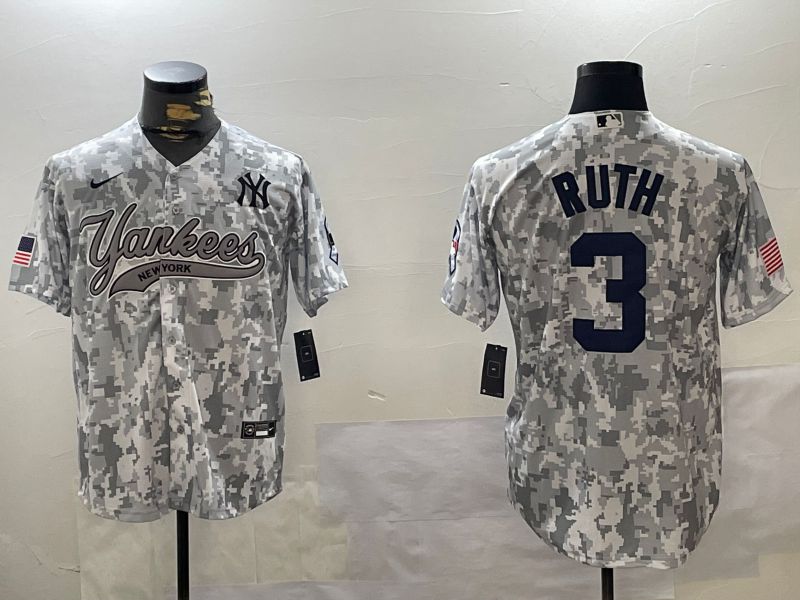 Men New York Yankees #3 Ruth Camo Joint Name 2024 Nike MLB Jersey style 1